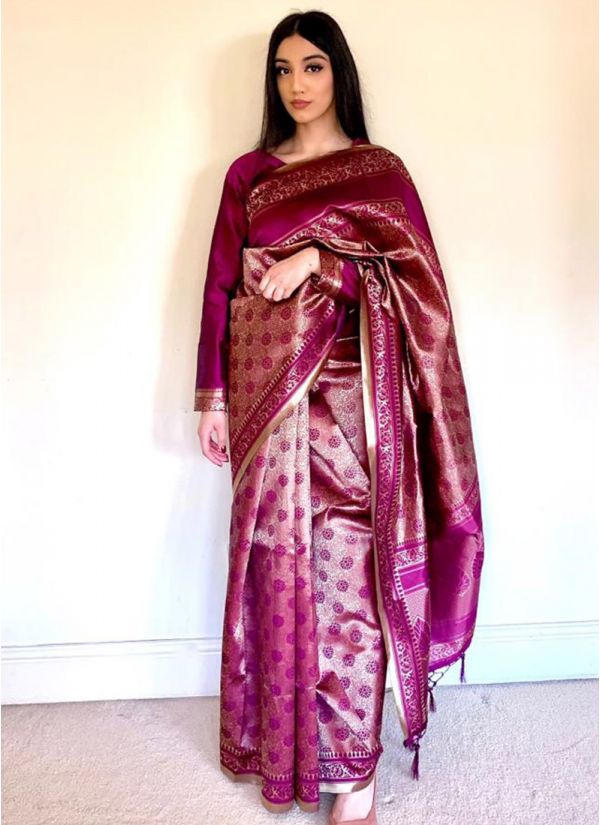 Indian Asian Sarees Online Wedding Sari For Women Designer Floral Sarees Online Latest bollywood designer indian wedding bridal party georgette saree sari dress. plum silk jacquard saree